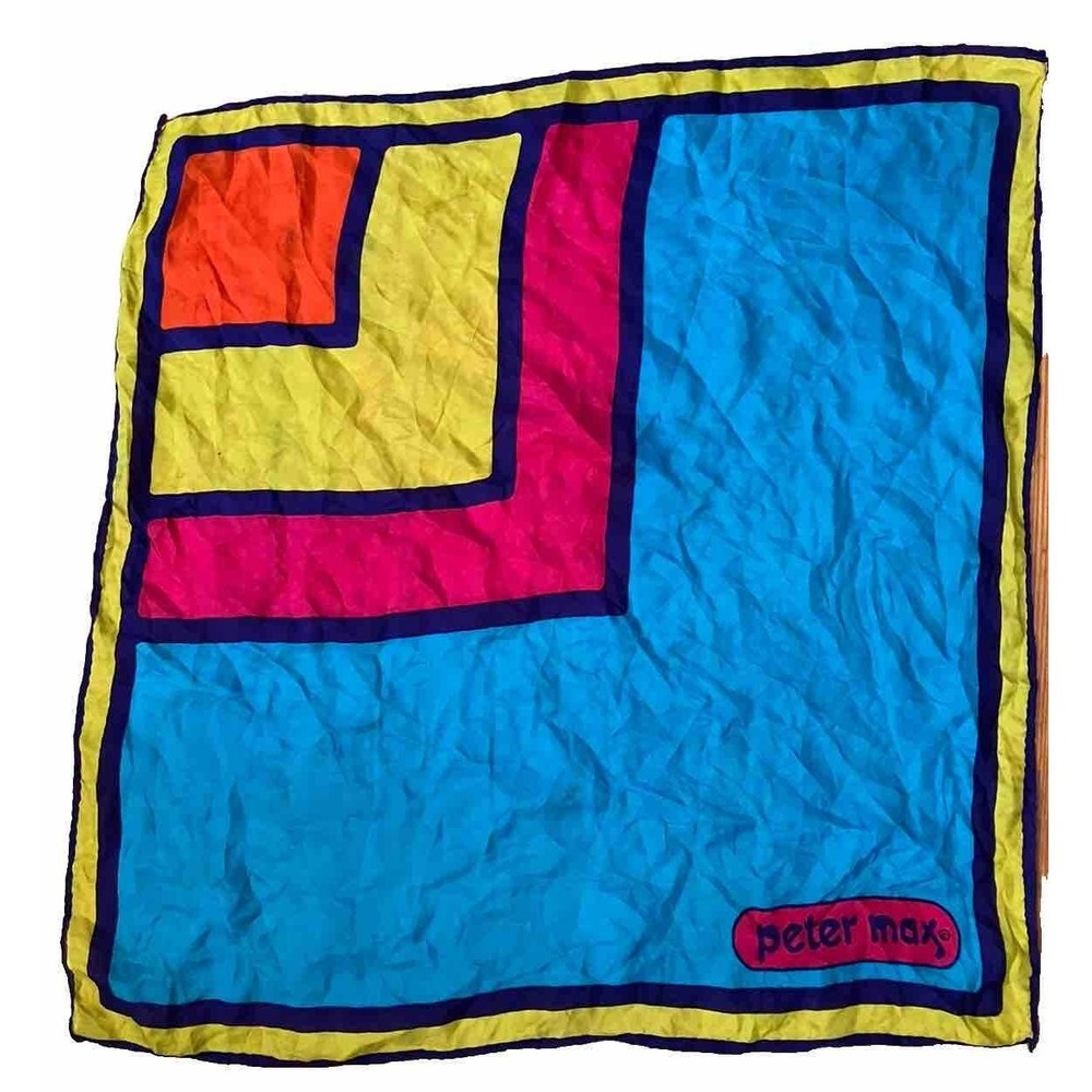 Vintage‎ Peter Max silk scarf 1970's 20X20 psychedelic Mod Hippie